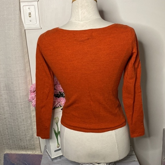 🌷Paul Costelloe🌷 Burnt Orange 100% Merino Wool Crop Sweater - Picture 8 of 11